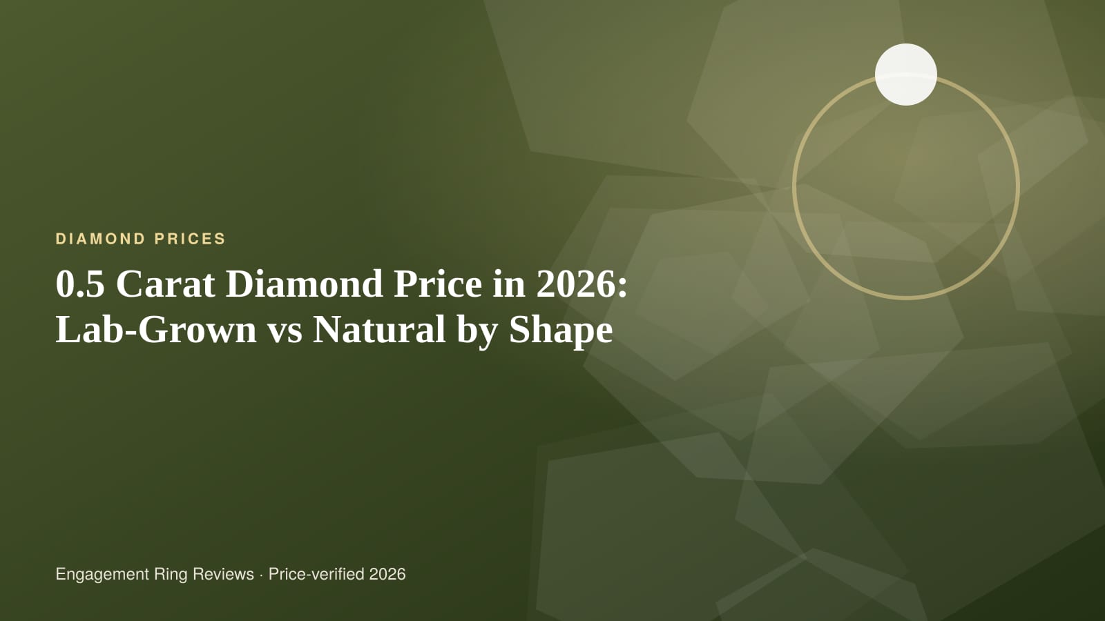 Half carat round and oval diamonds shown beside a price comparison chart for natural and lab-grown stones