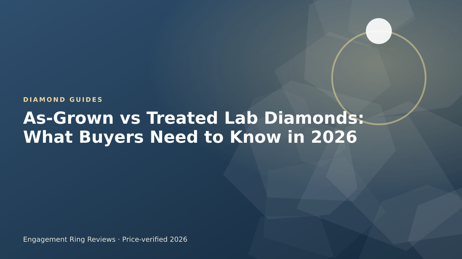 As-grown and treated lab-grown diamonds shown beside a laboratory-grown diamond grading report