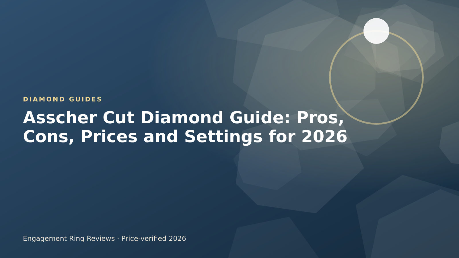 Asscher cut diamond in a geometric solitaire engagement ring setting